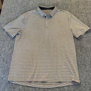 Lululemon Athletica Gray Striped Polo Shirt
